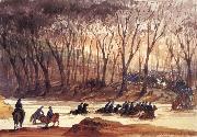unknow artist Federal Cavalrymen Fording Bull Run USA oil painting artist